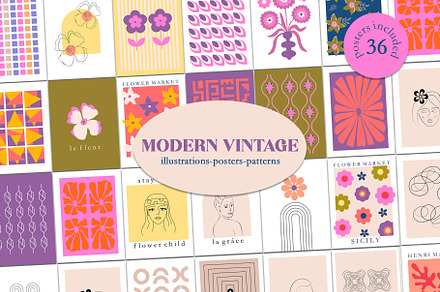 Modern Vintage. Abstract art, poster