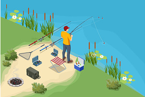 An Isometric illustration of a man, an Illustration by Golden Sikorka