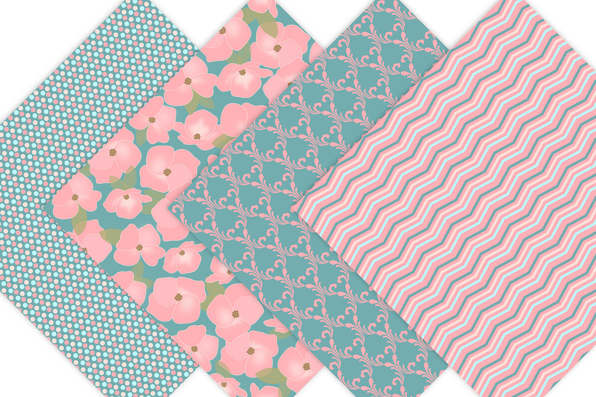 Floral Digital Paper, a Pattern Graphic by Leska's Digitals (Photo 2 of 4)