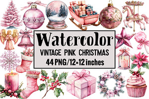 Vintage Pink Christmas, an Illustration by Design Market