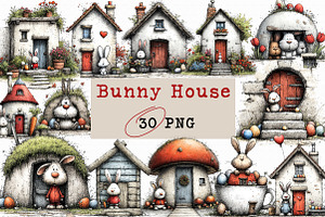 Easter Bunny House Clipart, an Illustration by Libby Wishes
