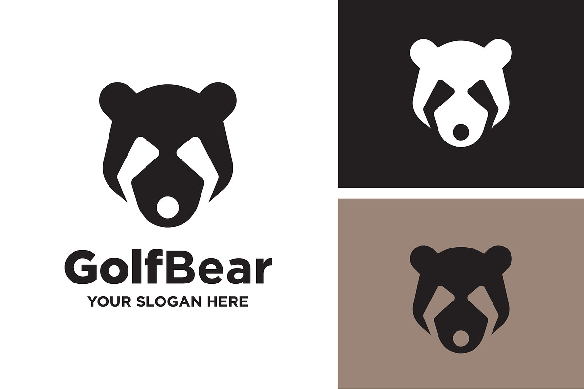 bear with stick and ball for golf, a Branding & Logo Template by funpixel