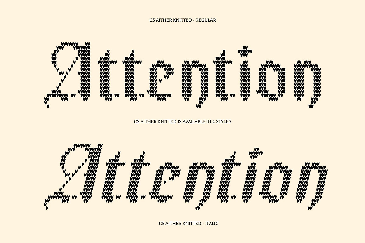 CS Aither Knitted, a Blackletter Font by Craft Supply Co. (Photo 3 of 8)
