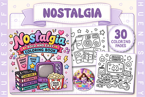 Nostalgia Coloring Book For Adults, a Decorative Illustration by HueNestify