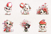 Whimsical Summer Cat Clipart, an Illustration by CreationArt (Thumbnail 7 of 7)