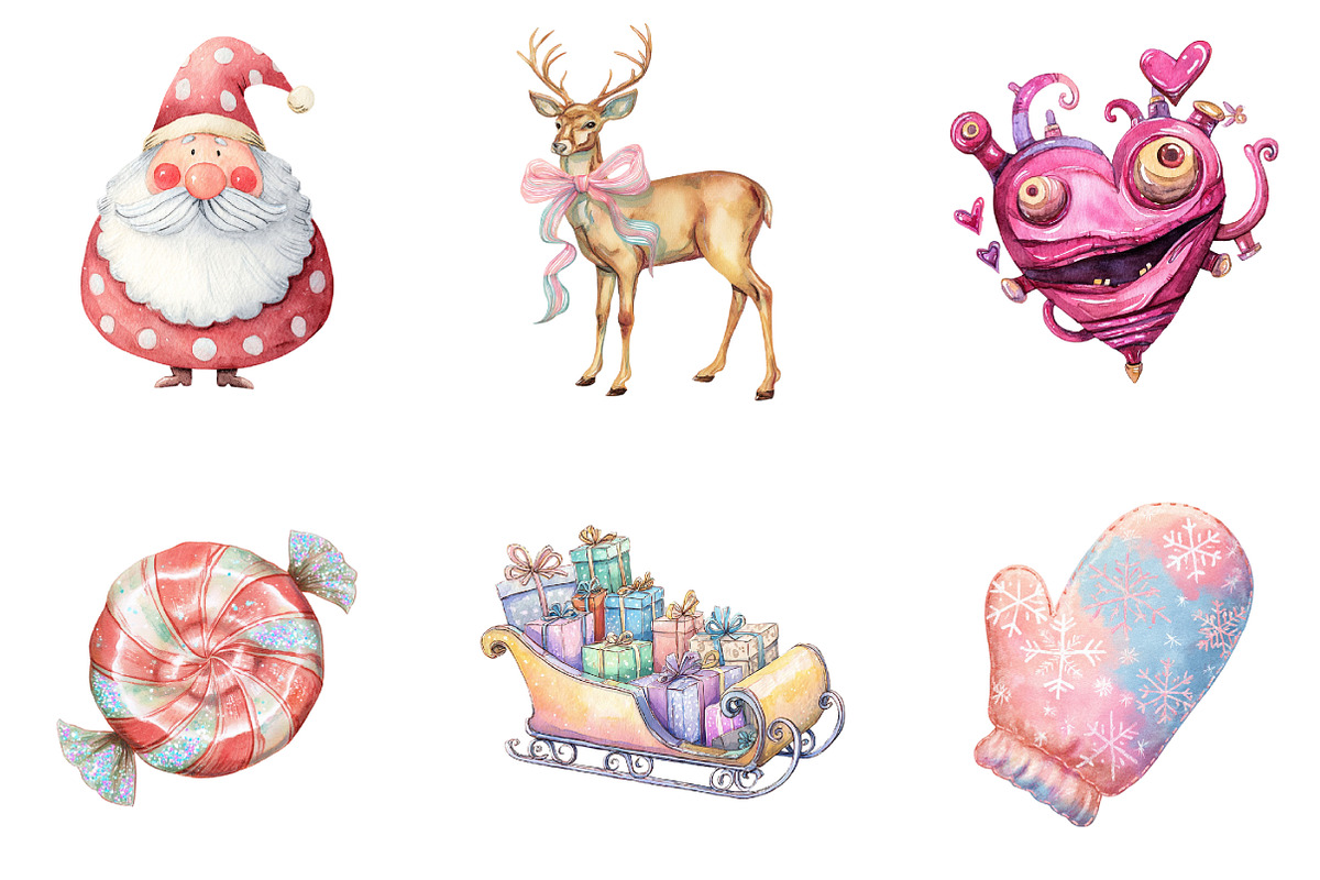 Whimsical Christmas Clipart Bundle, an Illustration by DreamArtGraphic (Photo 2 of 5)