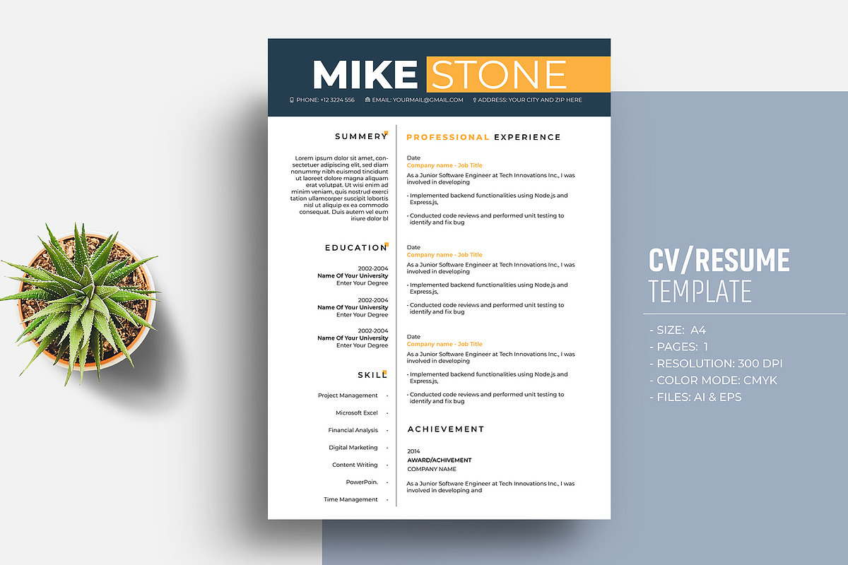 Modern Resume/CV Design, a Resume Template by Sharifull11 (Photo 1 of 4)