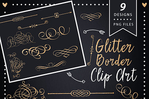 Gold glitter border clip art