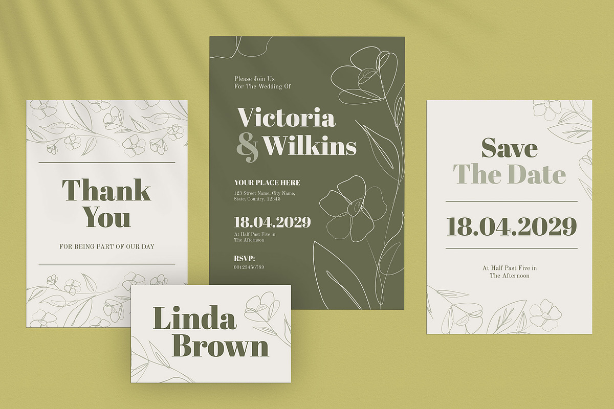 Minimalist Wedding Invitation Set, an Invitation Template by Aiyari Graphic (Photo 2 of 3)