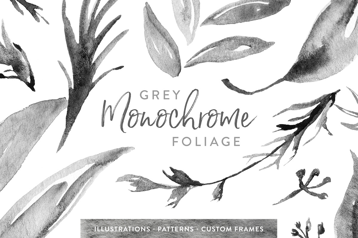 Grey Monochrome Foliage, an Illustration by Laurel Autumn (Photo 1 of 4)