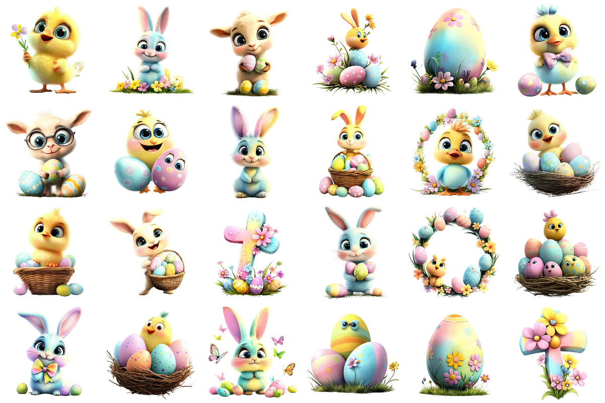 Watercolor Spring Pastel Easter Clip, an Illustration by designcity5 (Photo 2 of 5)