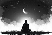 Mystic Meditation Under Starry Sky, an Illustration by Designs_River (Thumbnail 8 of 9)