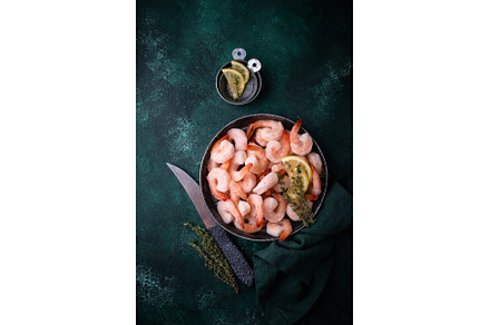 Frozen uncooked prawns or shrimps