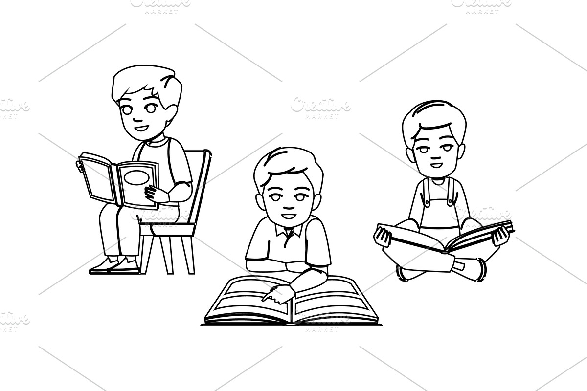 child kid boy book vector, an Object Illustration by pikepicture
