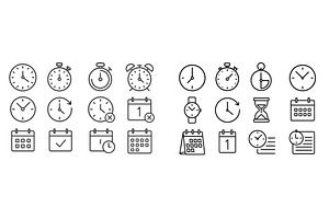 Various clock and calendar icons in, a Technology Illustration by ZinetroN
