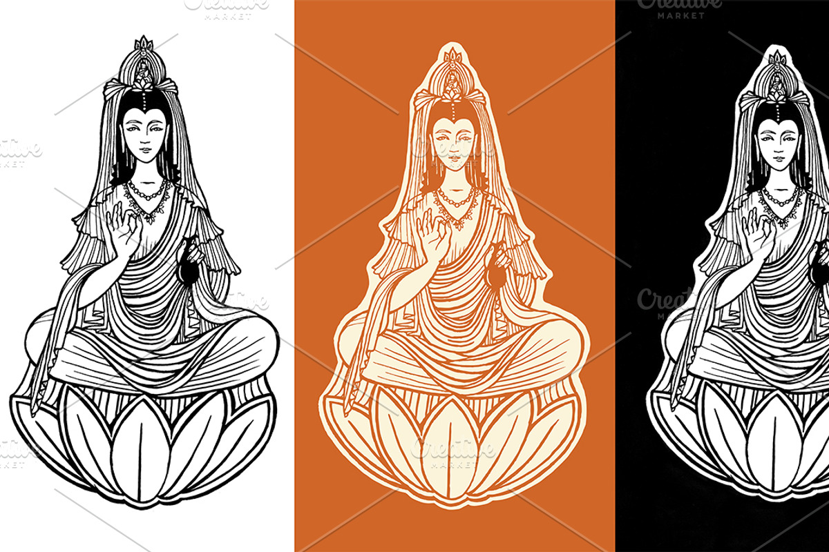 Guanyin Chinese Goddess of charity., a Decorative Illustration by Mehendra Art (Photo 2 of 3)