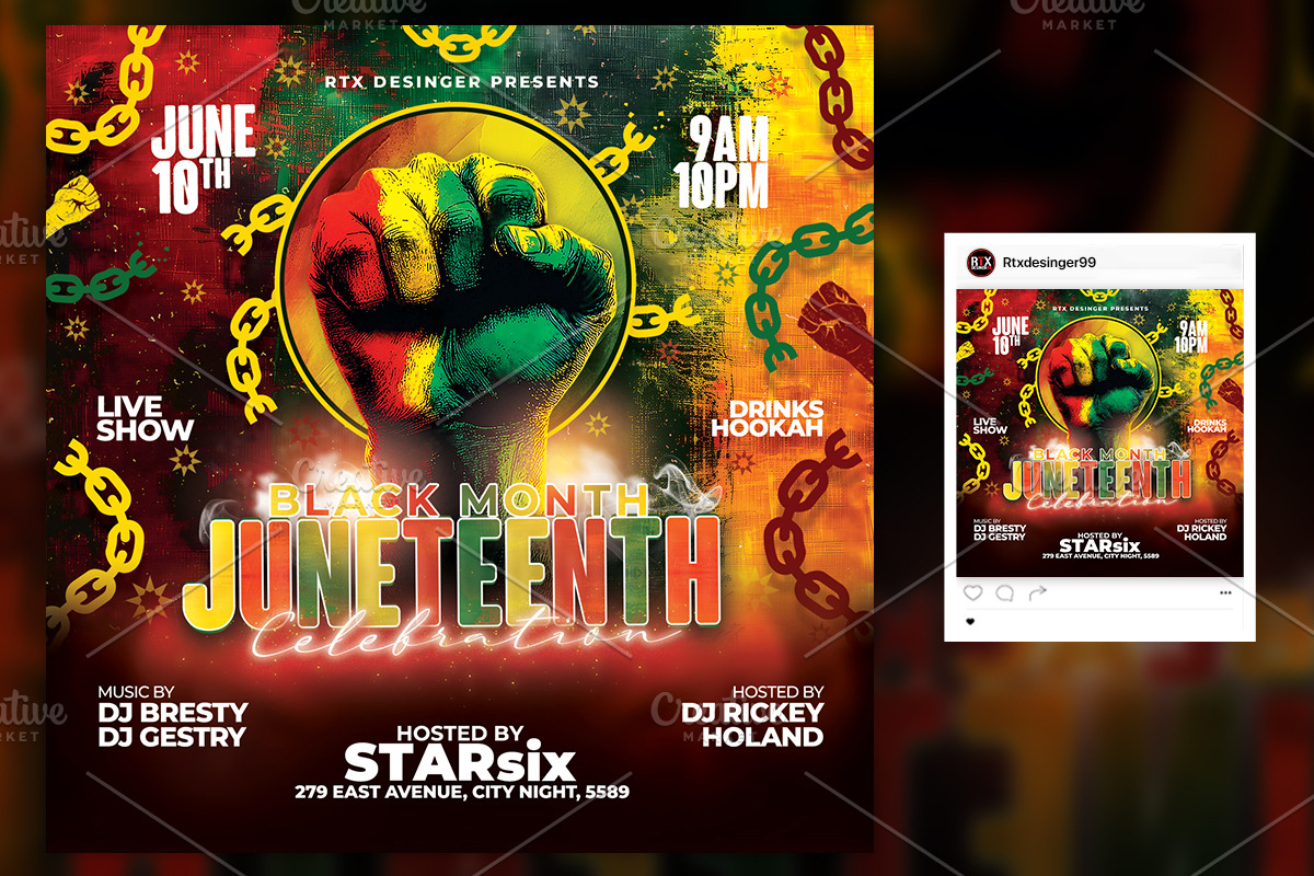Juneteenth Celebration Flyer Templat, a Flyer Template by RTXdesinger99 (Photo 2 of 3)