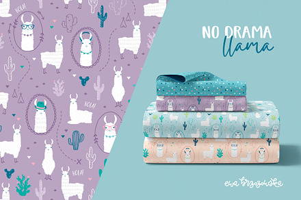 No Drama Llama - pattern & cliparts