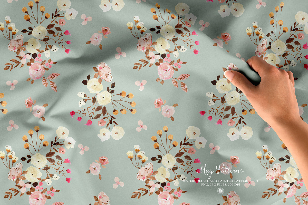 May Patterns - watercolor patterns, a Pattern Graphic by Webvilla Studio