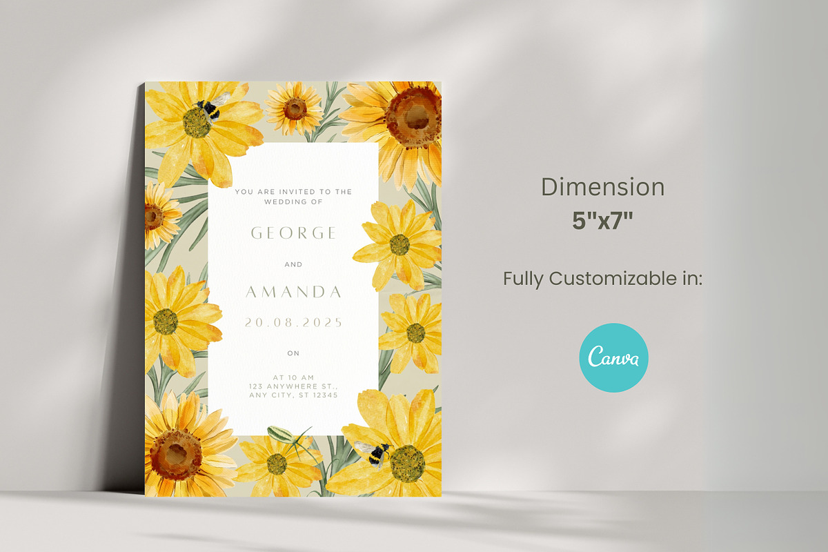Sunflower Wedding Invitation, an Invitation Template by cmatworks (Photo 2 of 4)