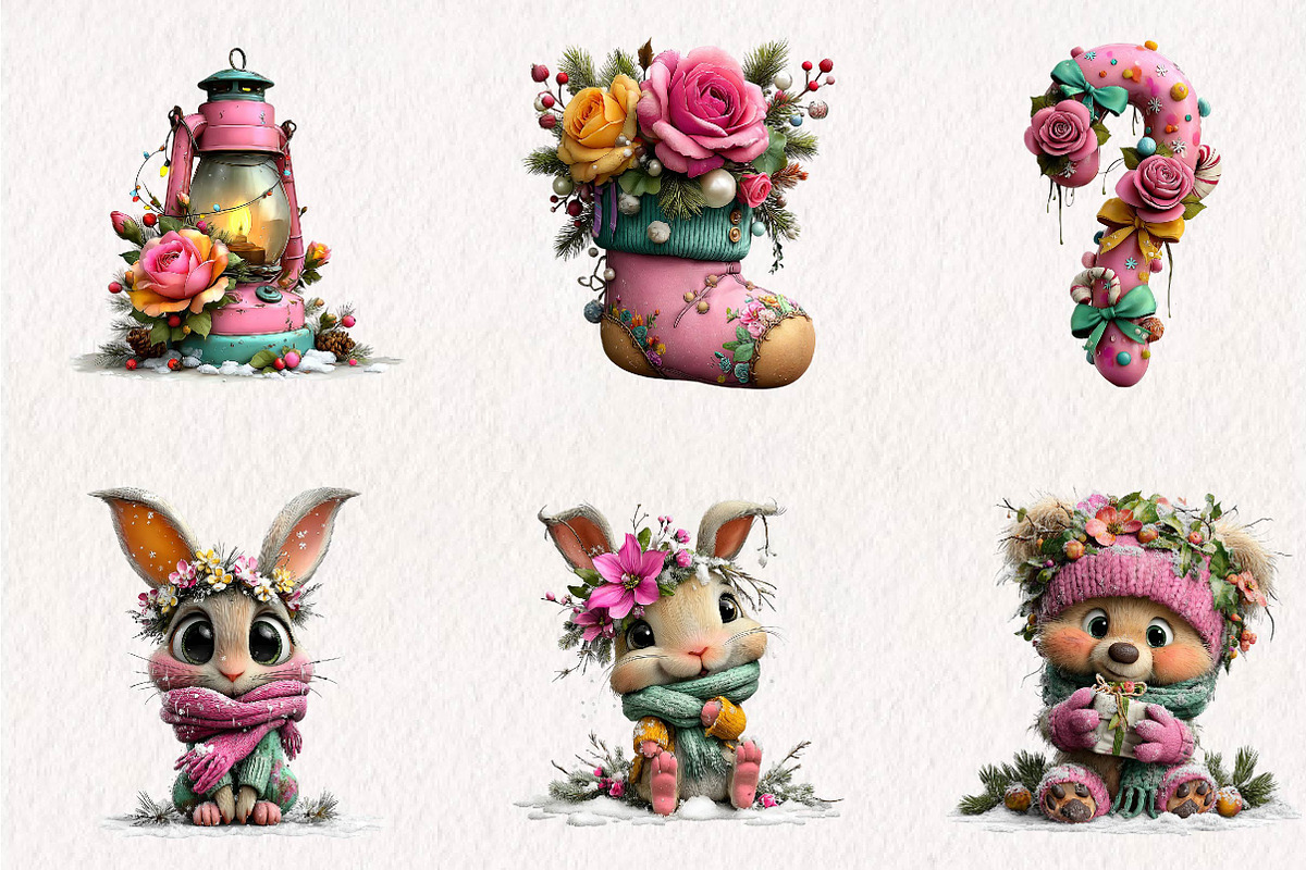 Pink Christmas clipart, a Seasonal Illustration by CreationArt (Photo 2 of 7)