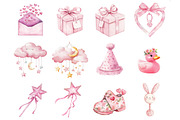 Watercolor Pink Baby Shower Clipart, a Graphic by CitraGraphics (Thumbnail 2 of 4)