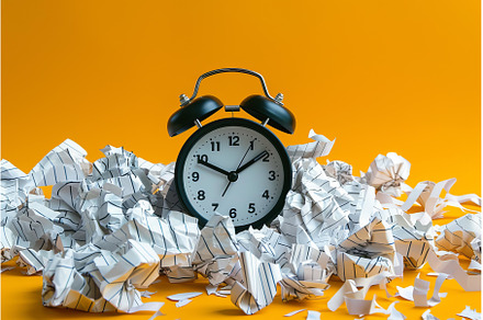 Vintage alarm clock rings among, a Business Photo by Ylivdesign