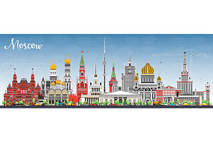 Moscow Russia city skyline., an Illustration by Booblgum