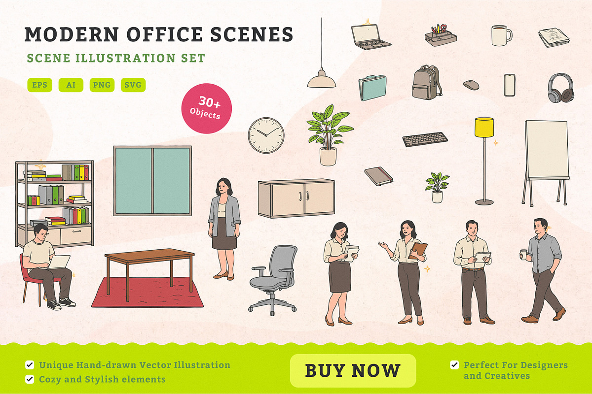 Modern Office Scene Creator, an Illustration by MEANDSTUDIO (Photo 1 of 5)