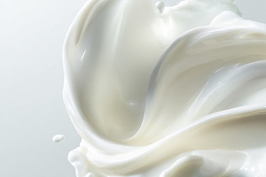 Dynamic milk splash creating an abstract swirling pattern with w, a Photo by Studio ANNA