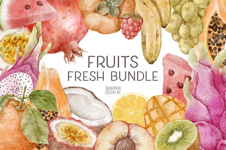 Fruits clipart png watercolor