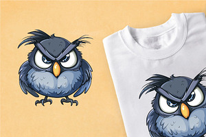 Grumpy Cute Birds 07. TShirt Sticker