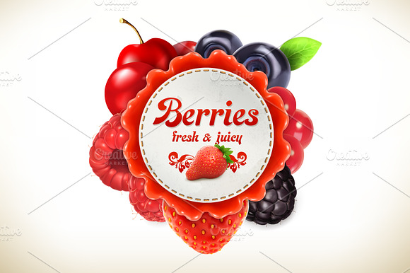 Berries Vector Label