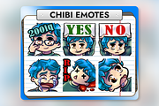 12 Blue Hair Chibi Boy Twitch Emotes, an Illustration by Custom Fonts & Patterns (Thumbnail 2 of 12)