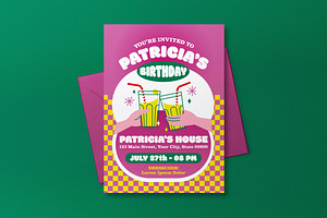 Purple 50's Teen Birthday Invitation