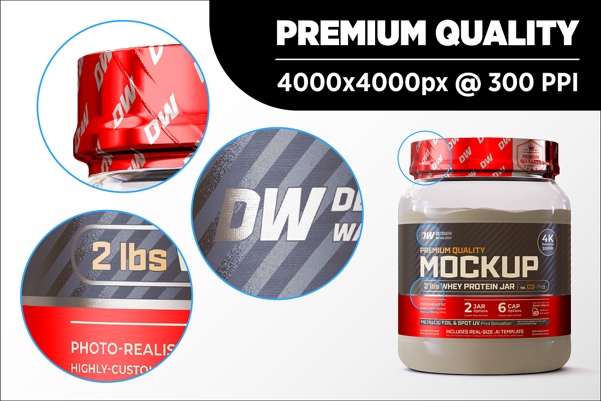 2lb Whey Protein Jar Mockup C3-Pro, a Packaging Mockup by Design Warlord (Photo 13 of 17)
