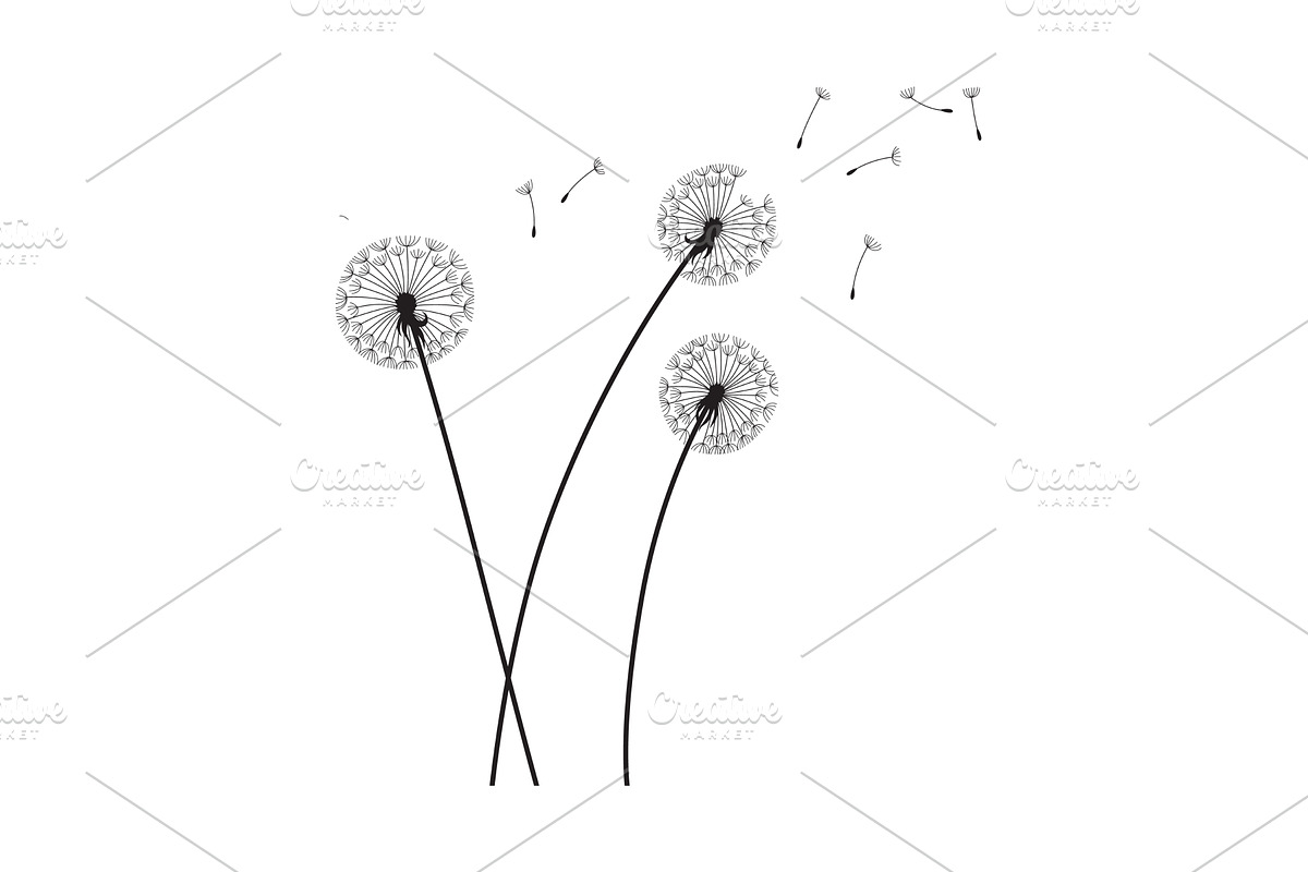 Dandelion wind blow background, an Object Illustration by Things for designers