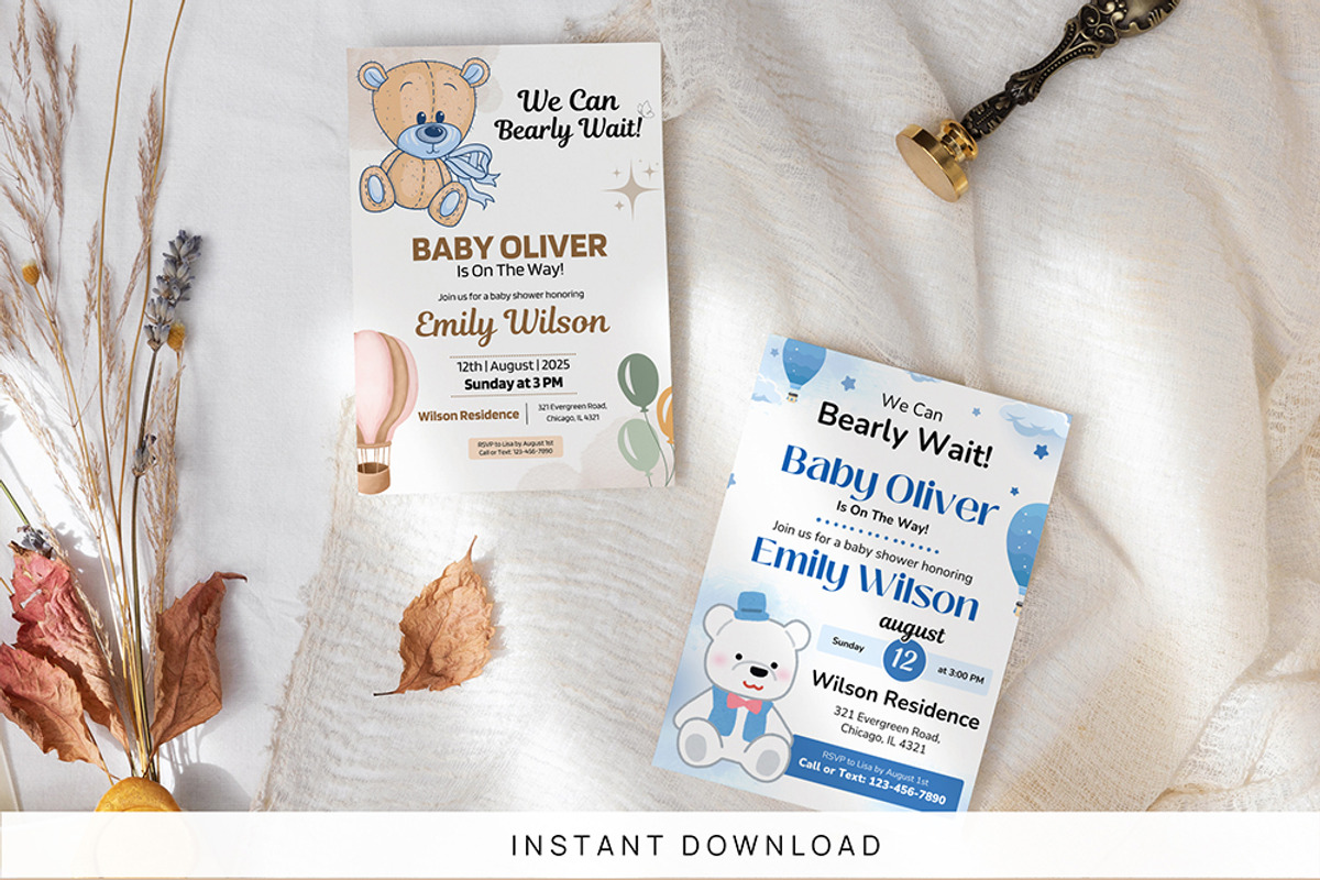 Bear Baby Shower Invitation Template, an Invitation Template by Snapybiz (Photo 4 of 10)