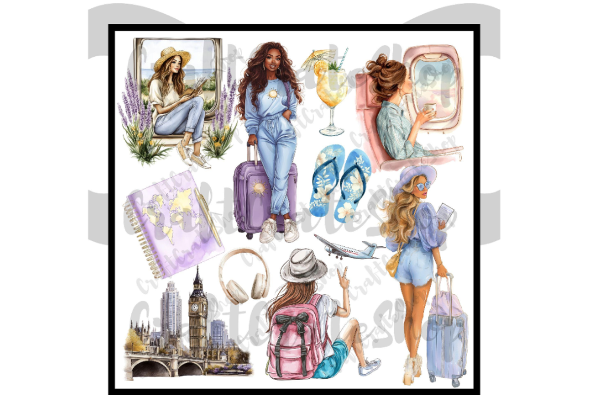 Watercolor Traveler Clipart, an Illustration by CraftCrateShop (Photo 3 of 7)