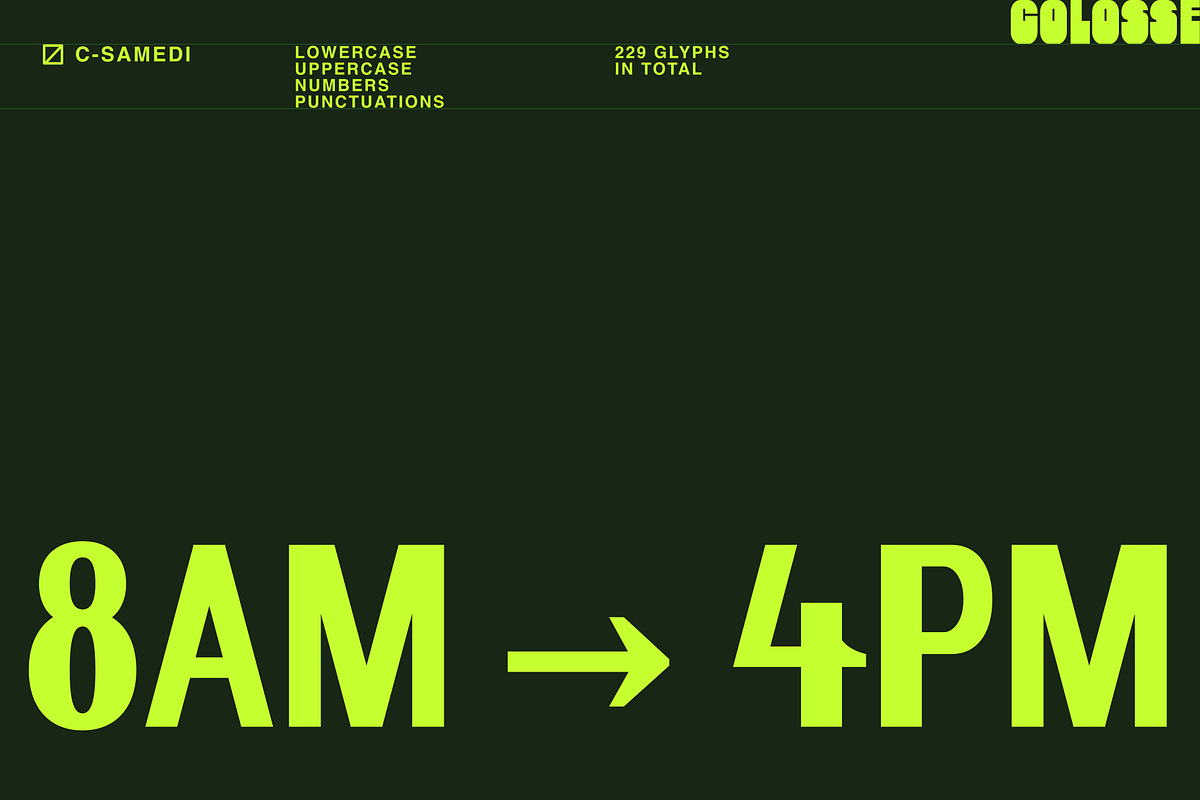 c-samedi display typeface, a Sans Serif Font by Colosse Foundry (Photo 5 of 6)