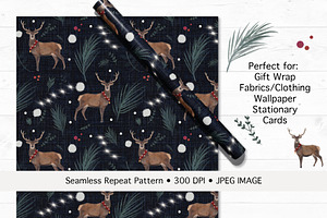 Festive Foliage Stag Seamless