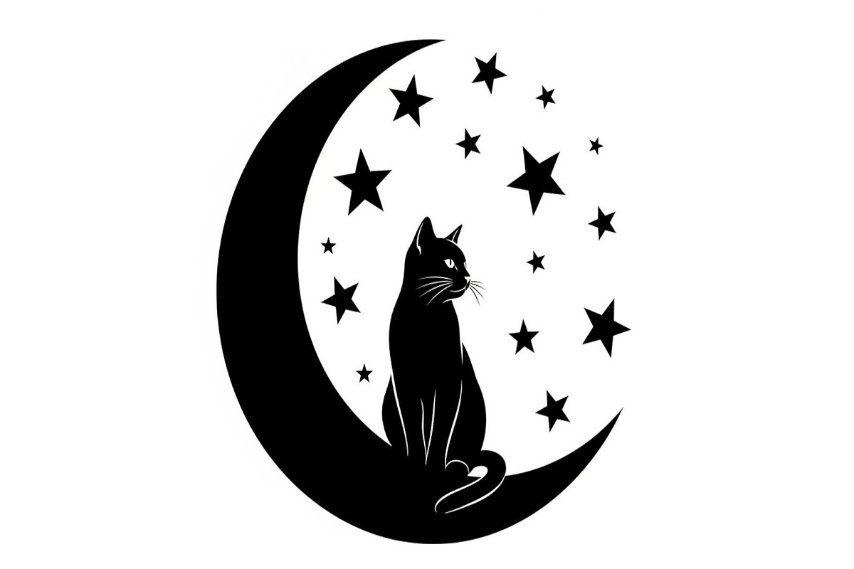 50 Cat Moon Silhouette Vector Bundle, an Illustration by jahid234 (Photo 18 of 51)