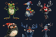 Quirky Christmas Animals Clipart, a Seasonal Illustration by GiraffeCreative (Thumbnail 7 of 9)