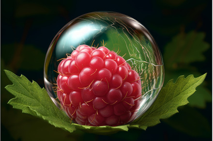Raspberry leaf bubble. Generate Ai, a Food & Drink Photo by Ylivdesign