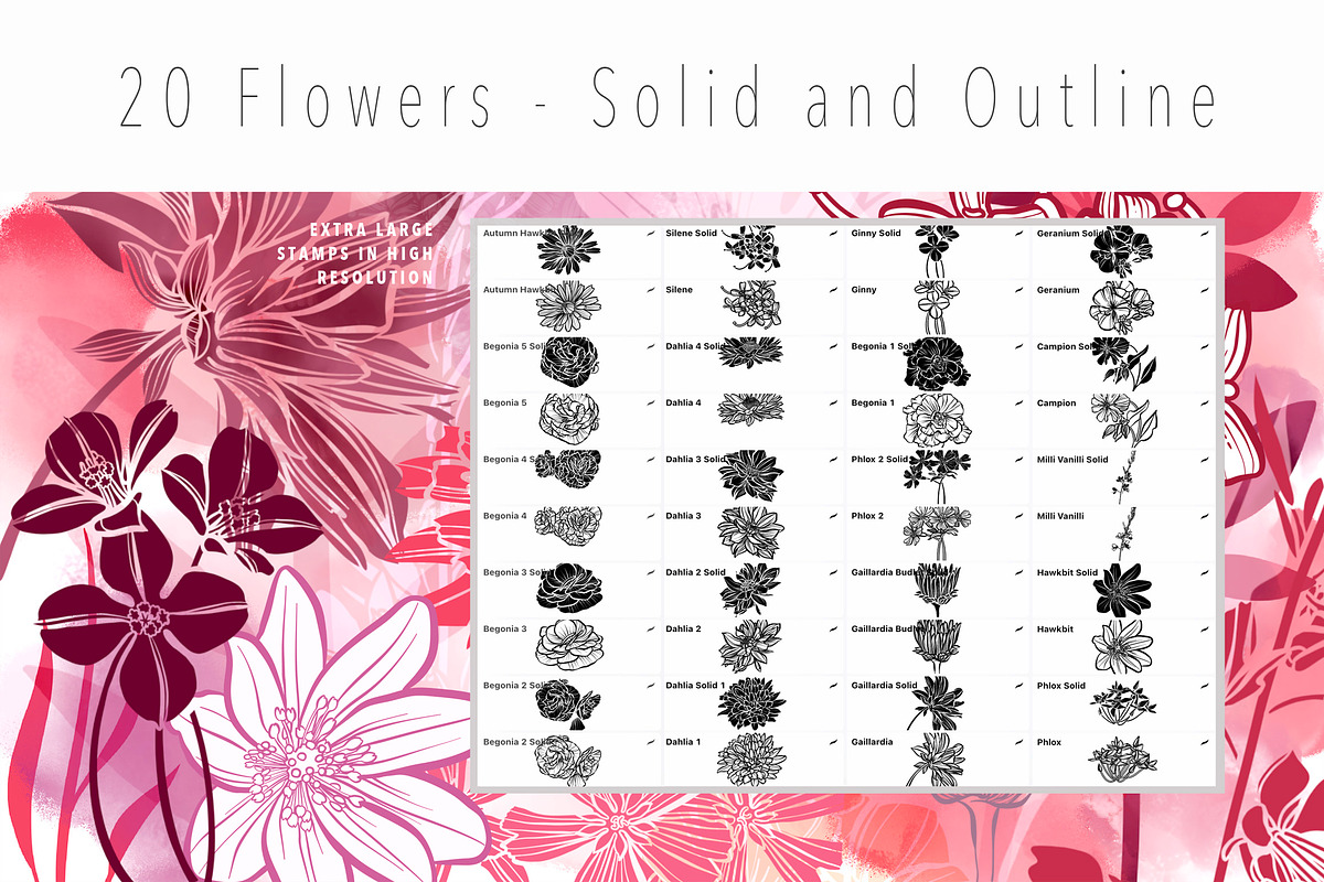 Floral Procreate Stamp Brushes 9, a Brushes & More by DeloresArt (Photo 2 of 8)