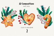 Merry Christmas Watercolor Set, a Decorative Illustration by Olga Alexeenko (Thumbnail 9 of 10)