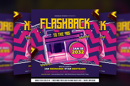 Back to the 90s Party Flyer, a Flyer Template by iDoodle Studio