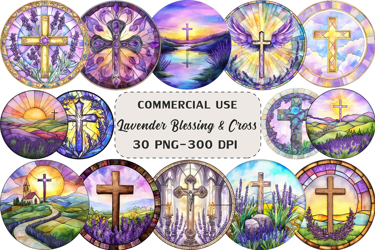 Lavender Blessing & Cross Stained, an Illustration by Craft Nest (Photo 1 of 6)
