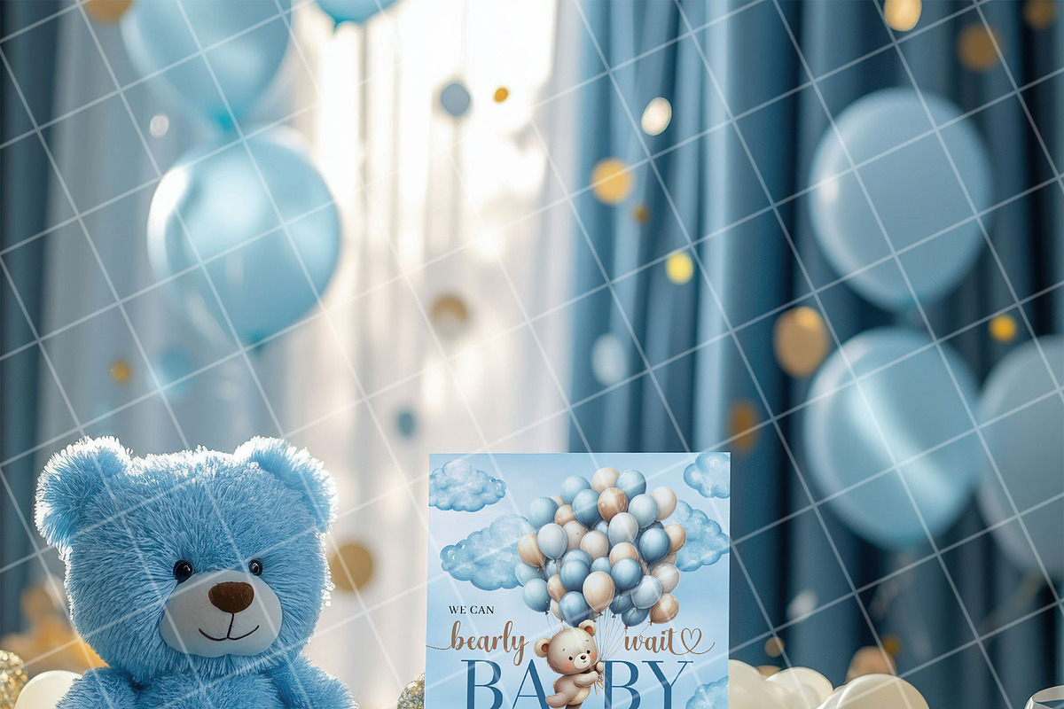 Boy baby shower invitation mockup, an Advertising Mockup by Blush Roses Print (Photo 8 of 8)