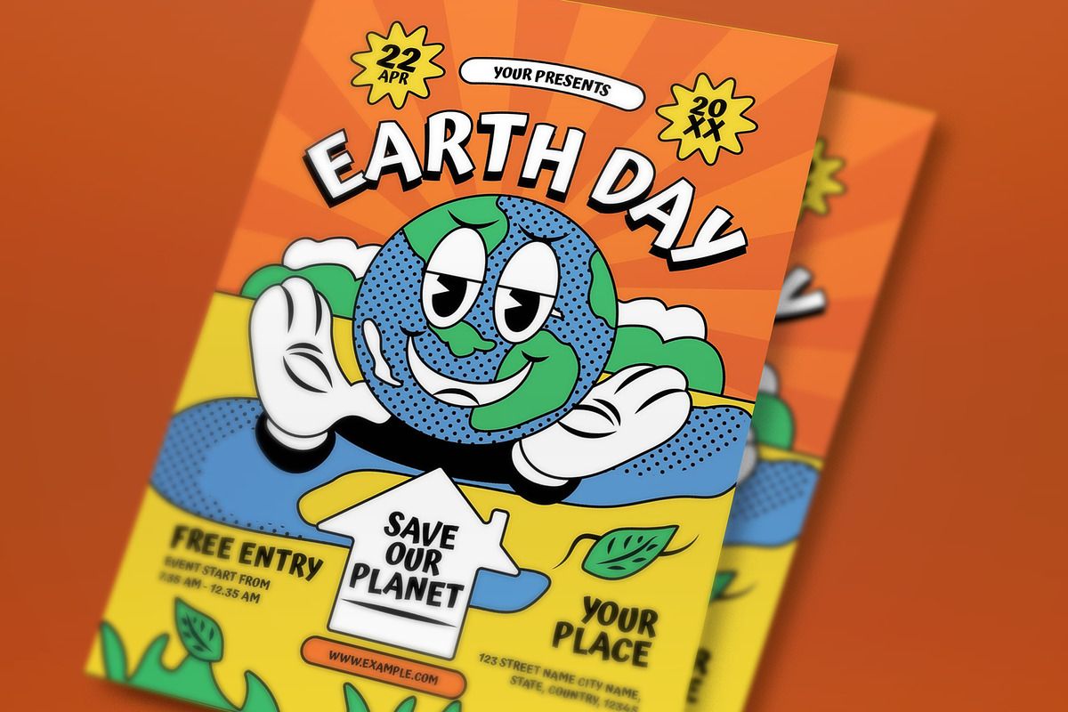 Red Flat Design Earth Day Flyer Set, a Flyer Template by graphicook (Photo 2 of 3)